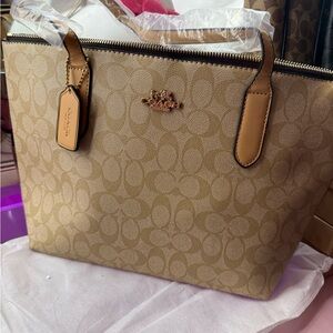 Coach Beige Signature Tote